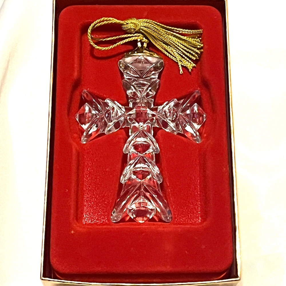Gorham Lead Crystal Cross 3" x 4.25" Christmas Ornament In Pkg Made in Germany
